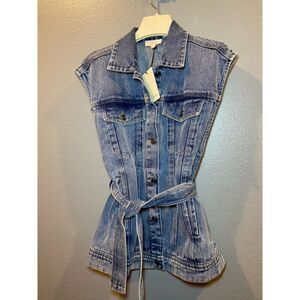NEW Elan Denim Vest with Belted Waist Women's Size Small - NWT